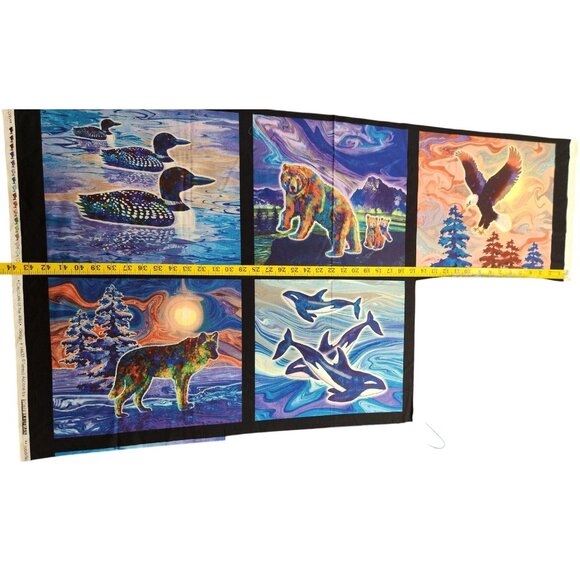 Creatures Of The Wild Quilting Fabric Panel Colorful Wildlife Scenes Teresa Asco - Picture 8 of 14